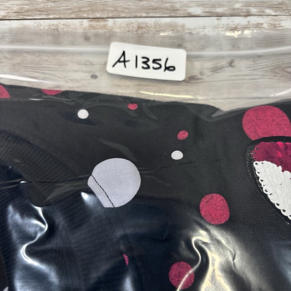 Disney Parks Minnie Mouse Sweatshirt XXL Polka Dot Bow Reversible Sequin Boxy - Picture 11 of 11